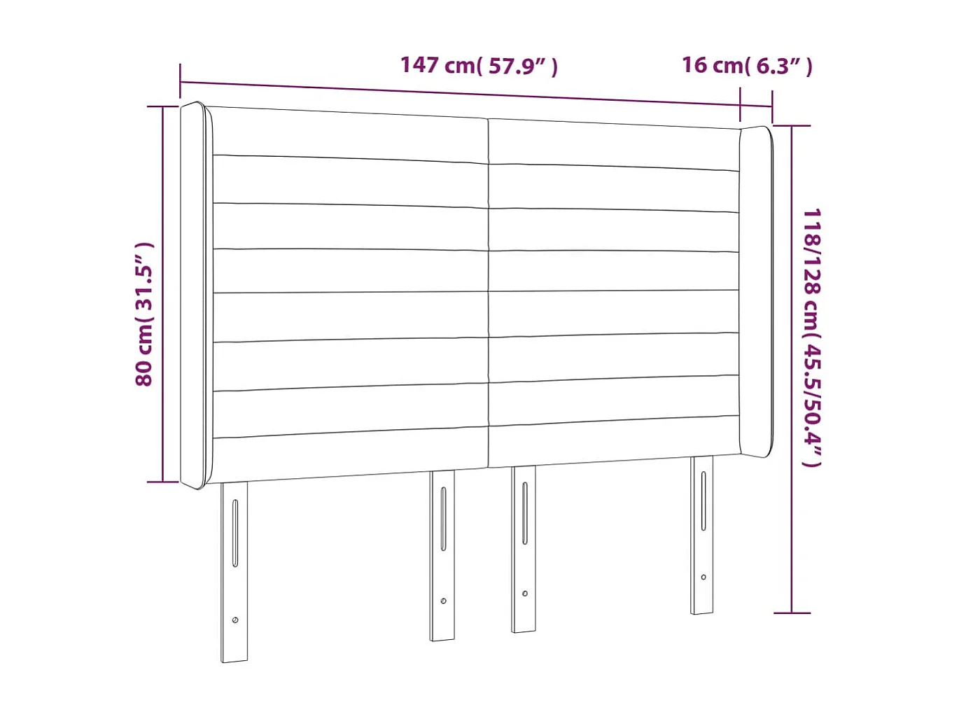 Tête de Lit | Panneau de tête pour lit Moderne à LED Bleu 147x16x118/128 cm Tissu