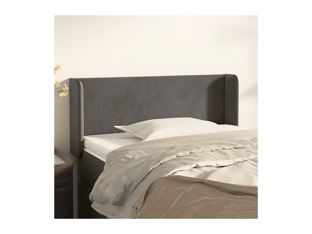 Mueble cabecero | Cabezal de cama | Cabecero de terciopelo gris oscuro 103x16x78/88 cm