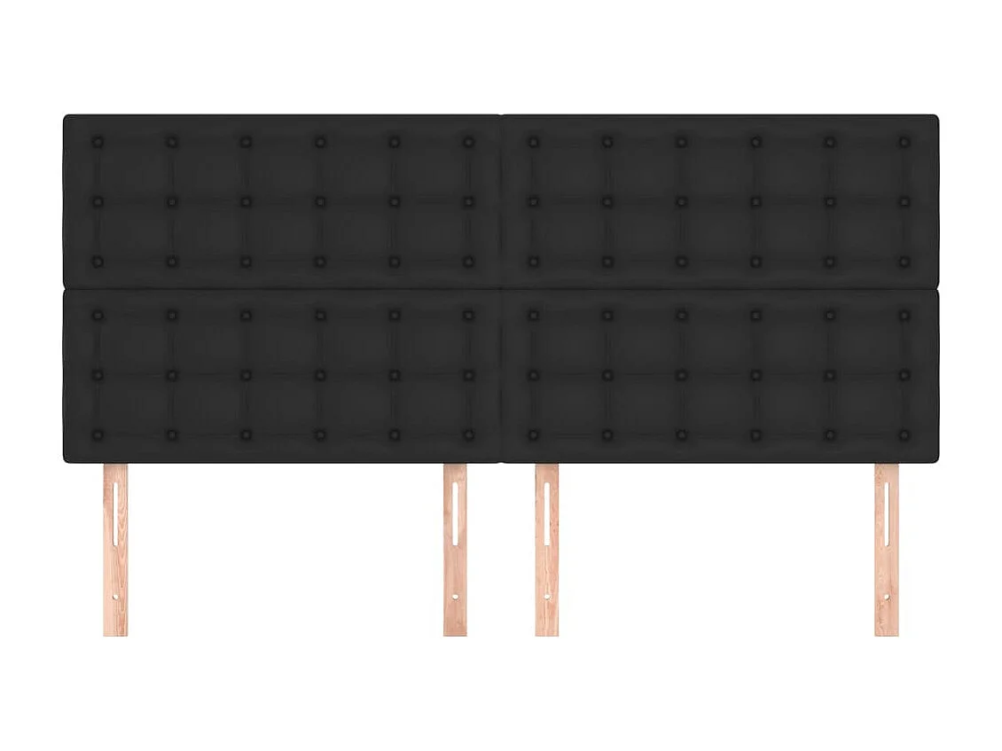 Cabeceros | Cabezal de cama | Mueble de cabecero 4 unidades de cuero sintético negro 90x5x78/88 cm