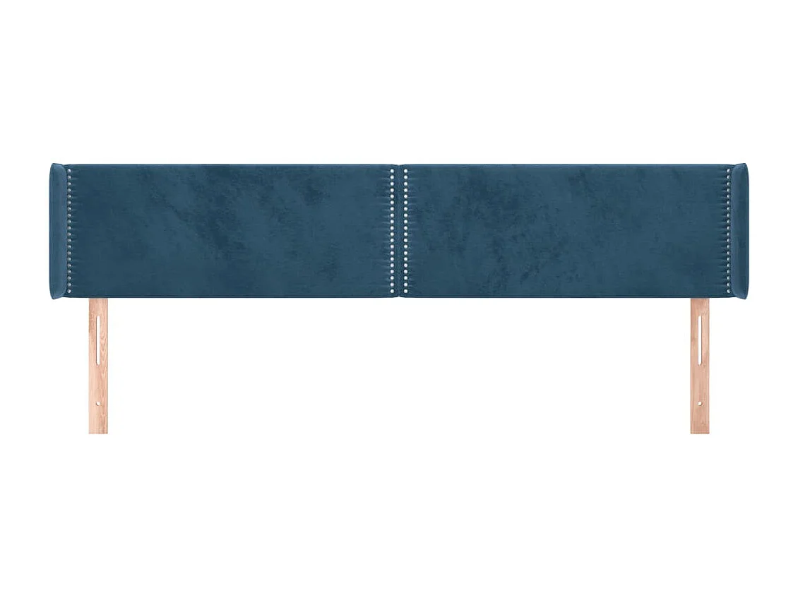 Tête de Lit | Panneau de tête pour lit Moderne avec oreilles Bleu foncé 203x16x78/88 cm Velours