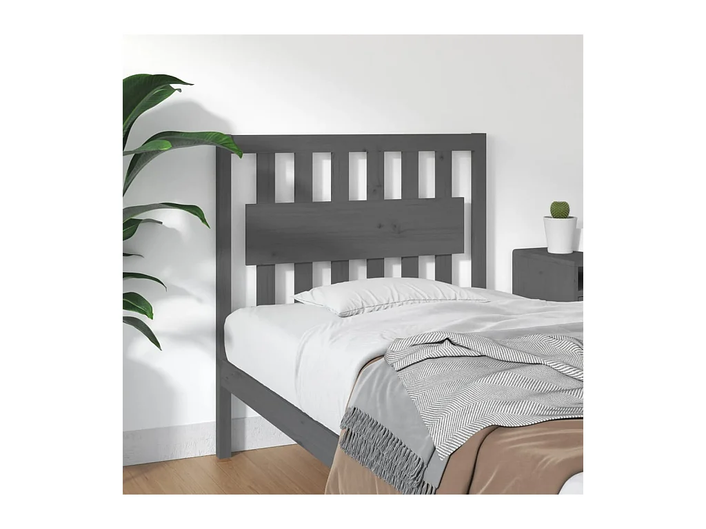 Cabecero de Cama | Cabezal de cama | Mueble de cabecero madera maciza de pino gris 95,5x4x100 cm