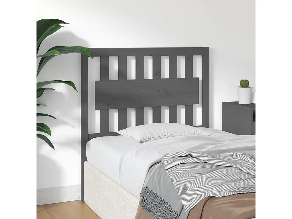 Cabecero de Cama | Cabezal de cama | Mueble de cabecero madera maciza de pino gris 95,5x4x100 cm