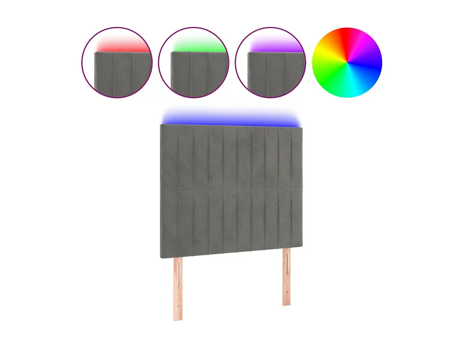 Cabecero | Cabezal de Cama | Mueble cabecero con luces LED terciopelo gris claro 90x5x118/128 cm