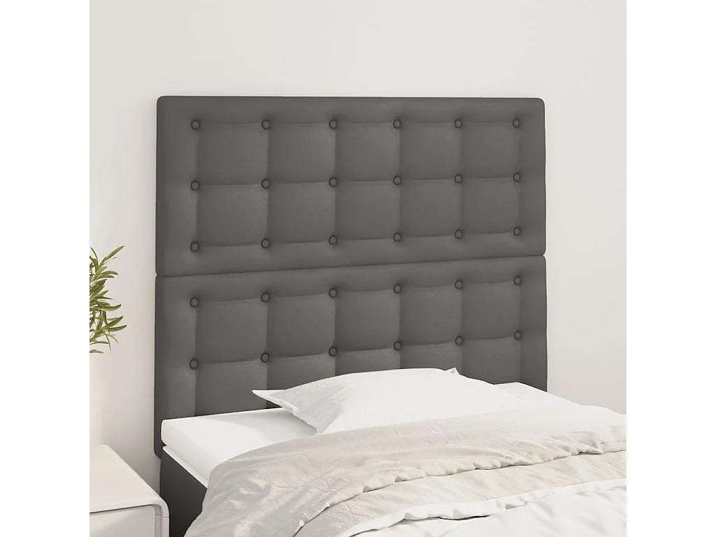 Têtes de lit | Panneaux de tête pour lit Moderne 2 pcs Gris 90x5x78/88 cm Similicuir