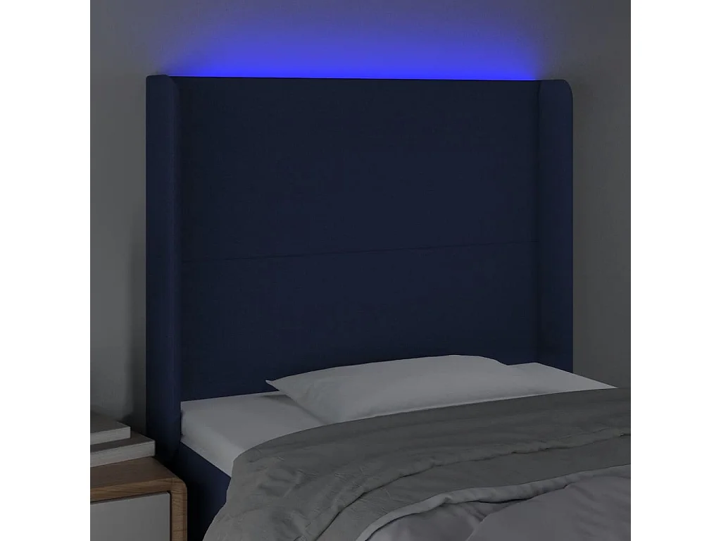 Hoofdbord | Hoofdeinde LED 93x16x118/128 cm stof blauw