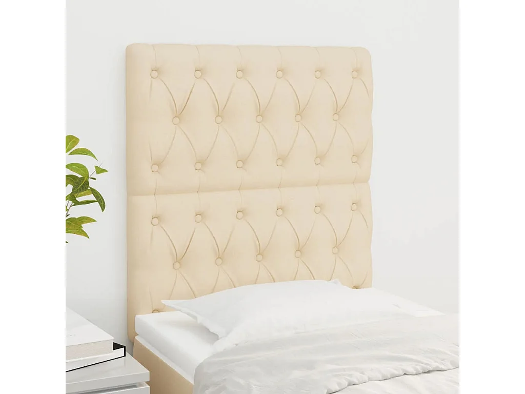 Têtes de lit | Panneaux de tête pour lit Moderne 2 pcs Crème 80x7x78/88 cm Tissu