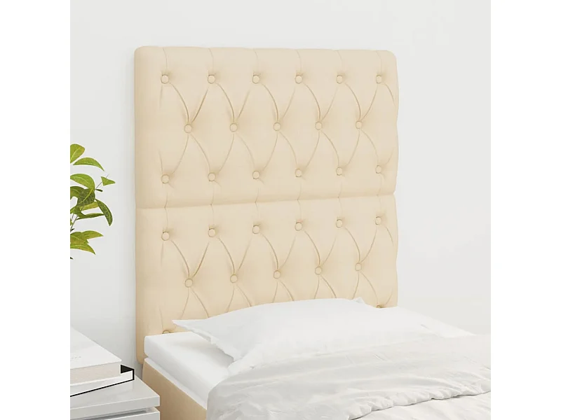 Têtes de lit | Panneaux de tête pour lit Moderne 2 pcs Crème 80x7x78/88 cm Tissu
