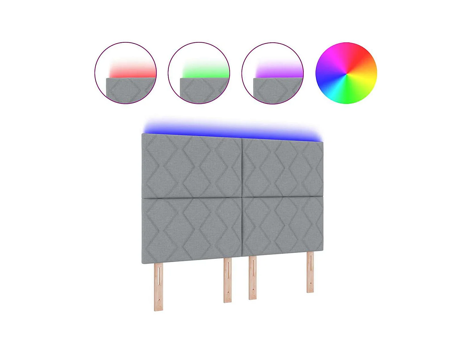 Cabecero | Cabezal de Cama | Mueble cabecero con luces de tiras LED Gris Claro 144 cm tela