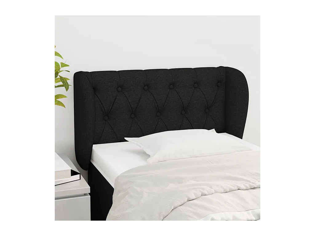 Tête de Lit | Panneau de tête pour lit Moderne avec oreilles Noir 83x23x78/88 cm Tissu