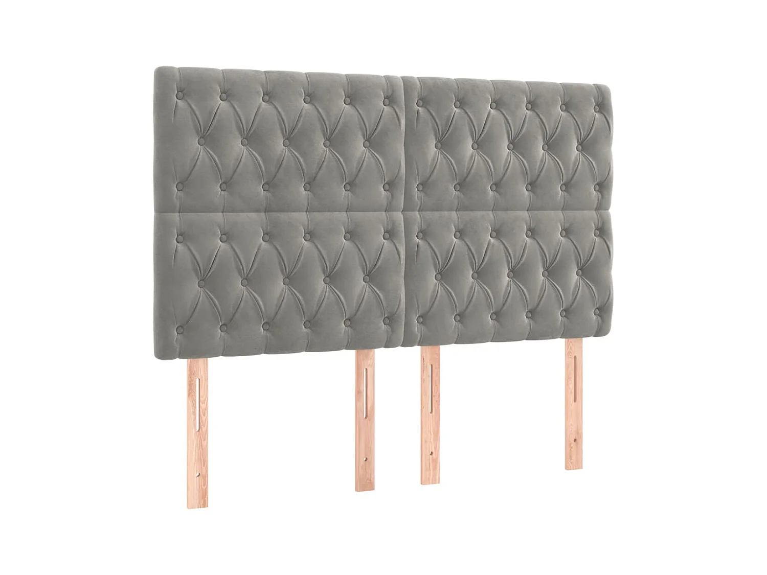 Cabeceros | Cabezal de cama | Mueble de cabecero 4 unidades terciopelo gris claro 72x7x78/88 cm