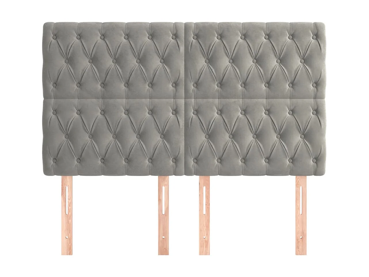 Cabeceros | Cabezal de cama | Mueble de cabecero 4 unidades terciopelo gris claro 72x7x78/88 cm