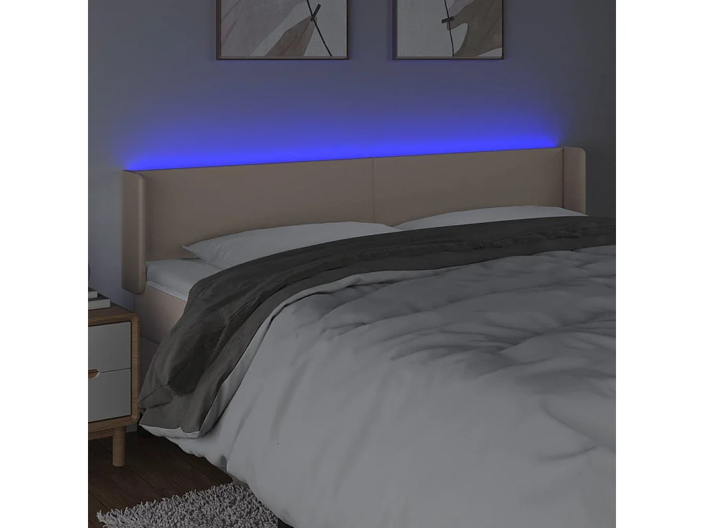 Hoofdbord | Hoofdeinde LED 203x16x78/88 cm kunstleer cappuccinokleurig