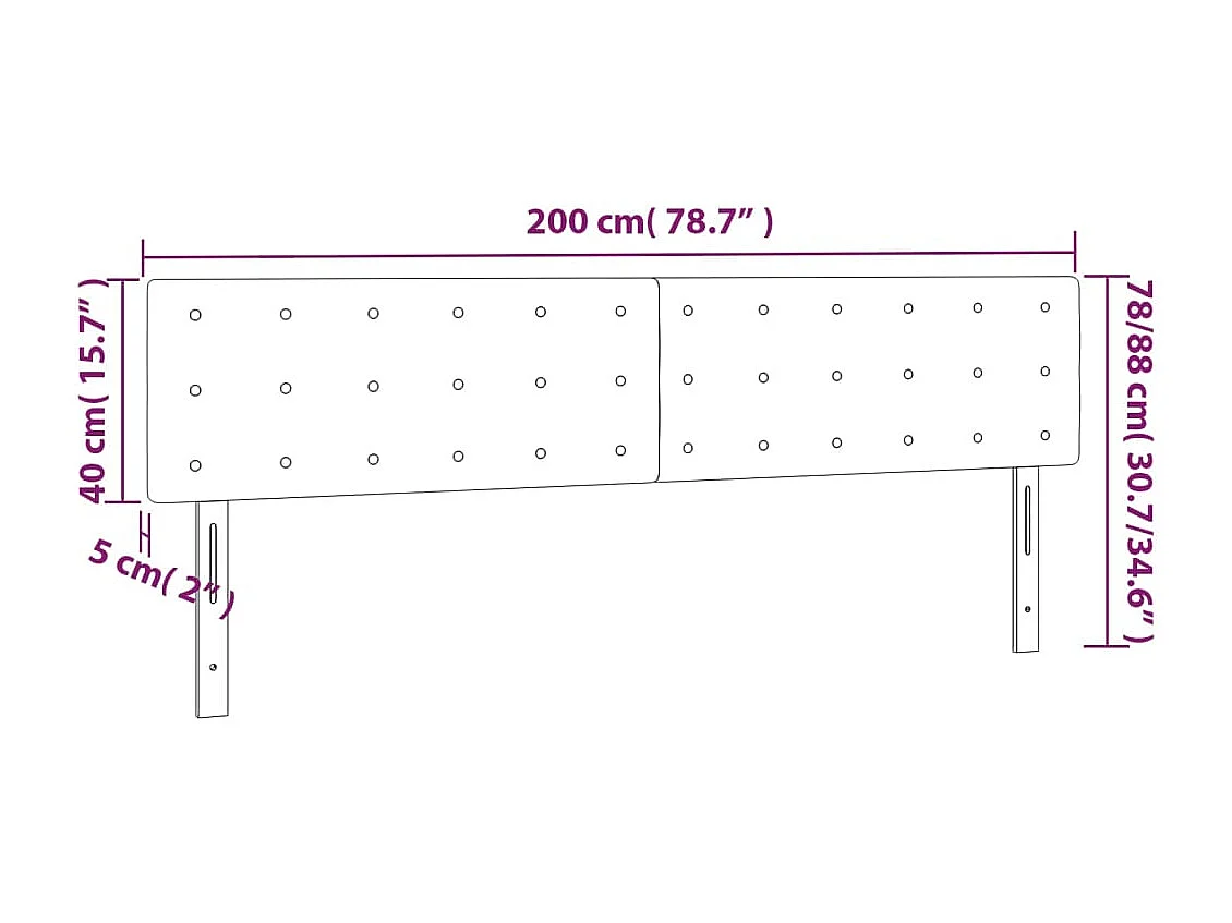 Tête de Lit | Panneau de tête pour lit Moderne à LED Bleu 200x5x78/88 cm Tissu
