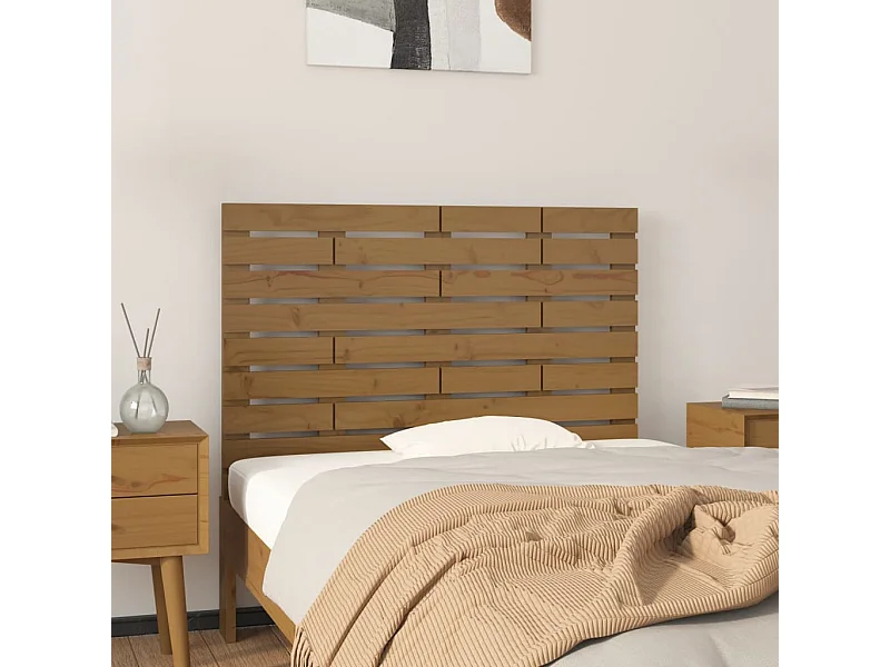 Tête de lit murale | Panneau de tête pour lit Moderne  Marron miel 96x3x63 cm Bois massif de pin