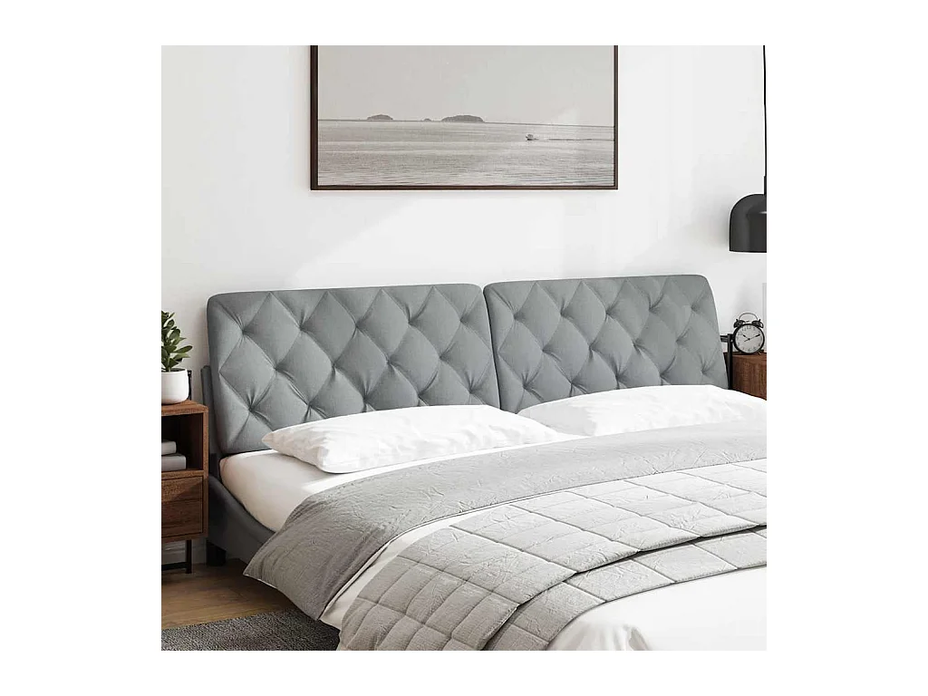 Cabecero de Cama | Cabezal de cama | Mueble de cabecero acolchado tela gris claro 200 cm
