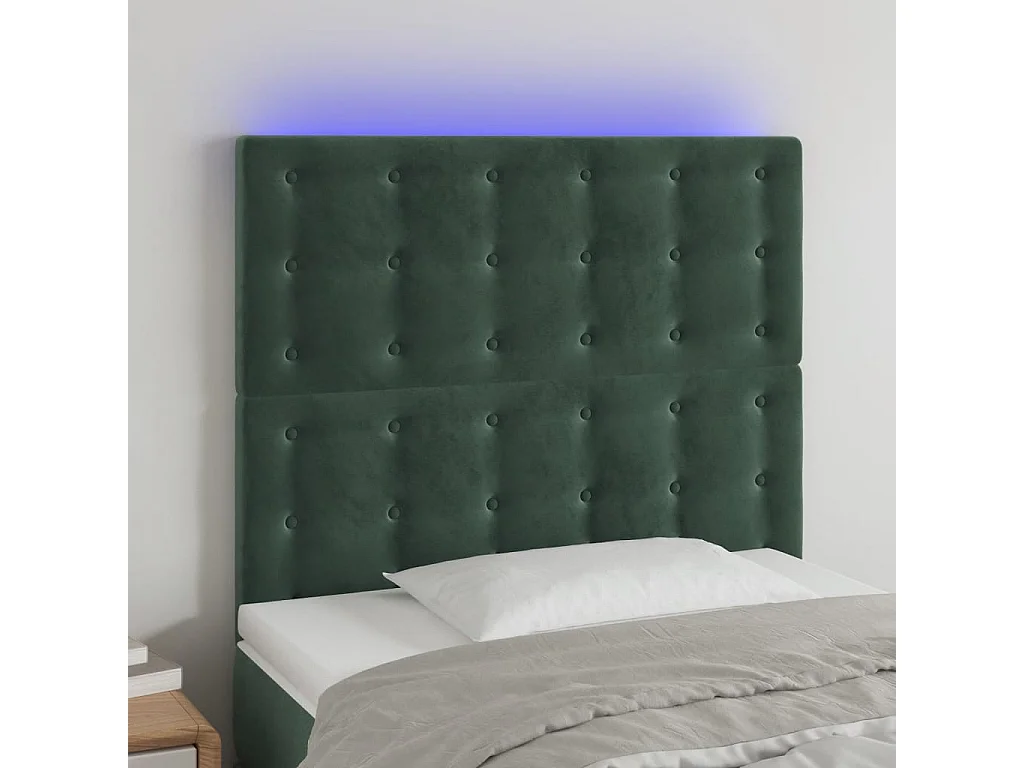 Hoofdbord | Hoofdeinde LED 100x5x118/128 cm fluweel donkergroen