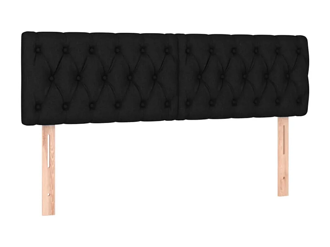 Cabeceros | Cabezal de cama | Mueble de cabecero 2 unidades tela negro 80x7x78/88 cm