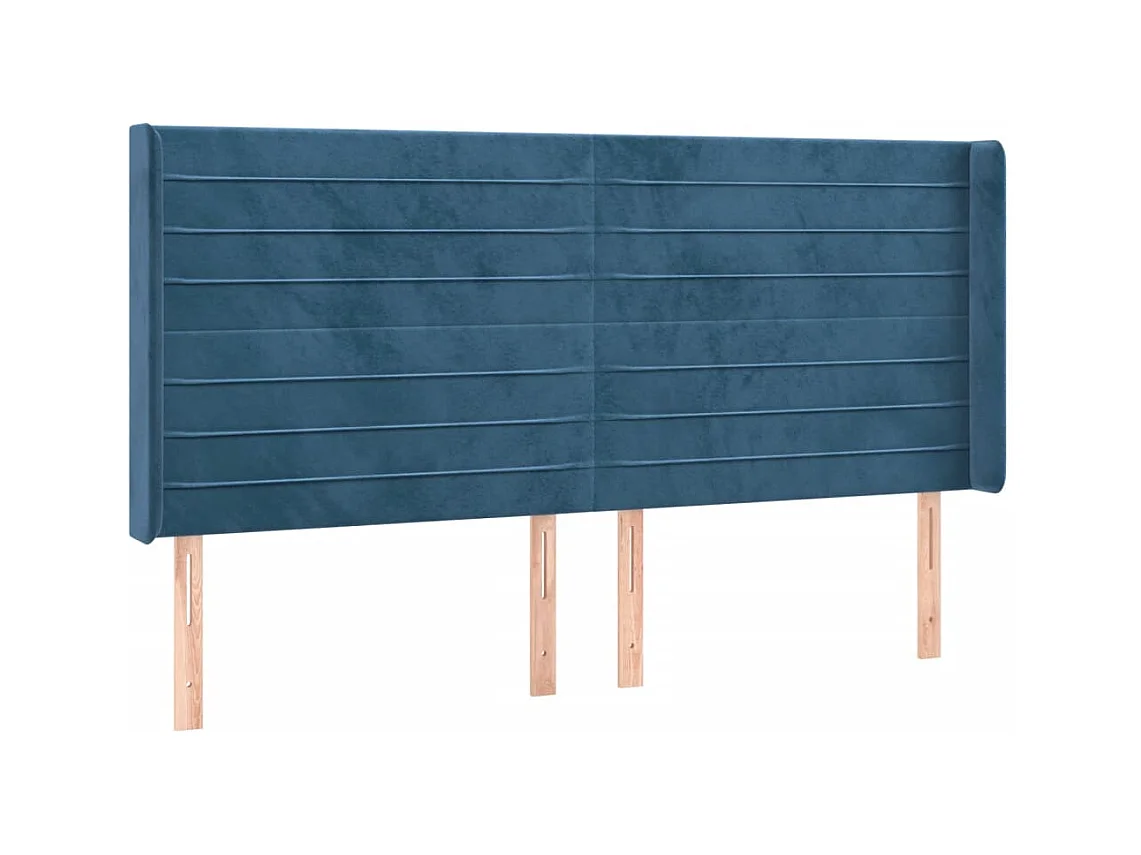 Cabecero | Cabezal de Cama | Mueble cabecero con LED de terciopelo azul oscuro 203x16x118/128 cm