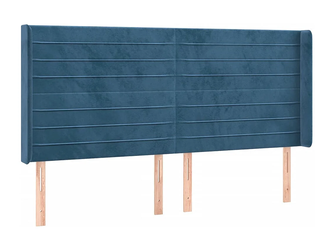 Tête de Lit | Panneau de tête pour lit Moderne à LED Bleu foncé 203x16x118/128 cm Velours