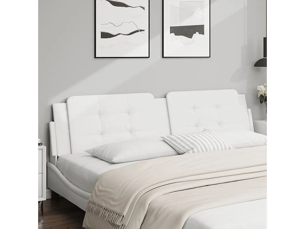 Tête de lit | Coussin de tête de lit | Tête de lit décoratif blanc 200 cm similicuir