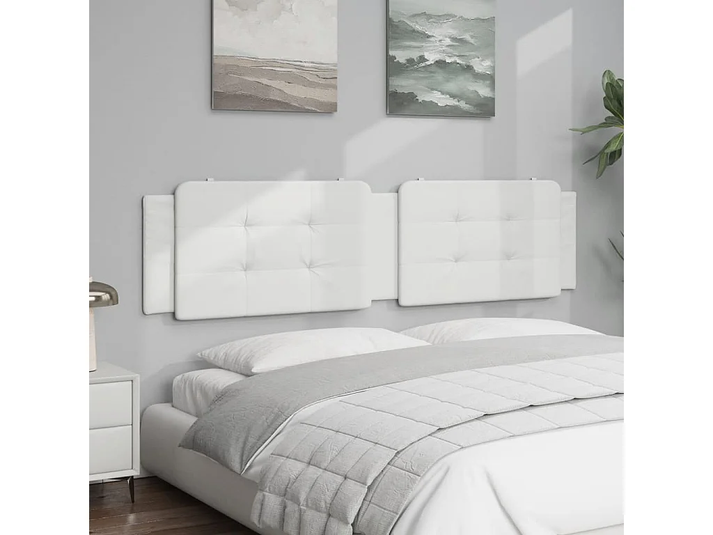 Tête de lit | Coussin de tête de lit | Tête de lit décoratif blanc 200 cm similicuir