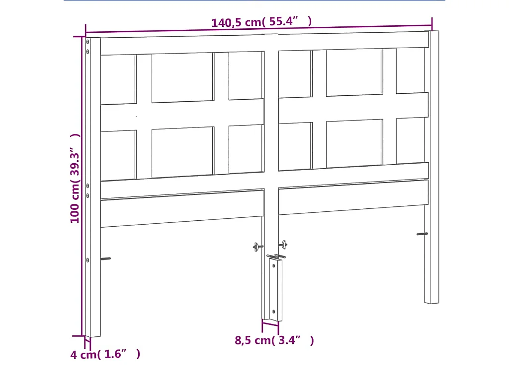 Cabecero de Cama | Cabezal de cama | Mueble de cabecero madera maciza de pino marrón cera 135 cm