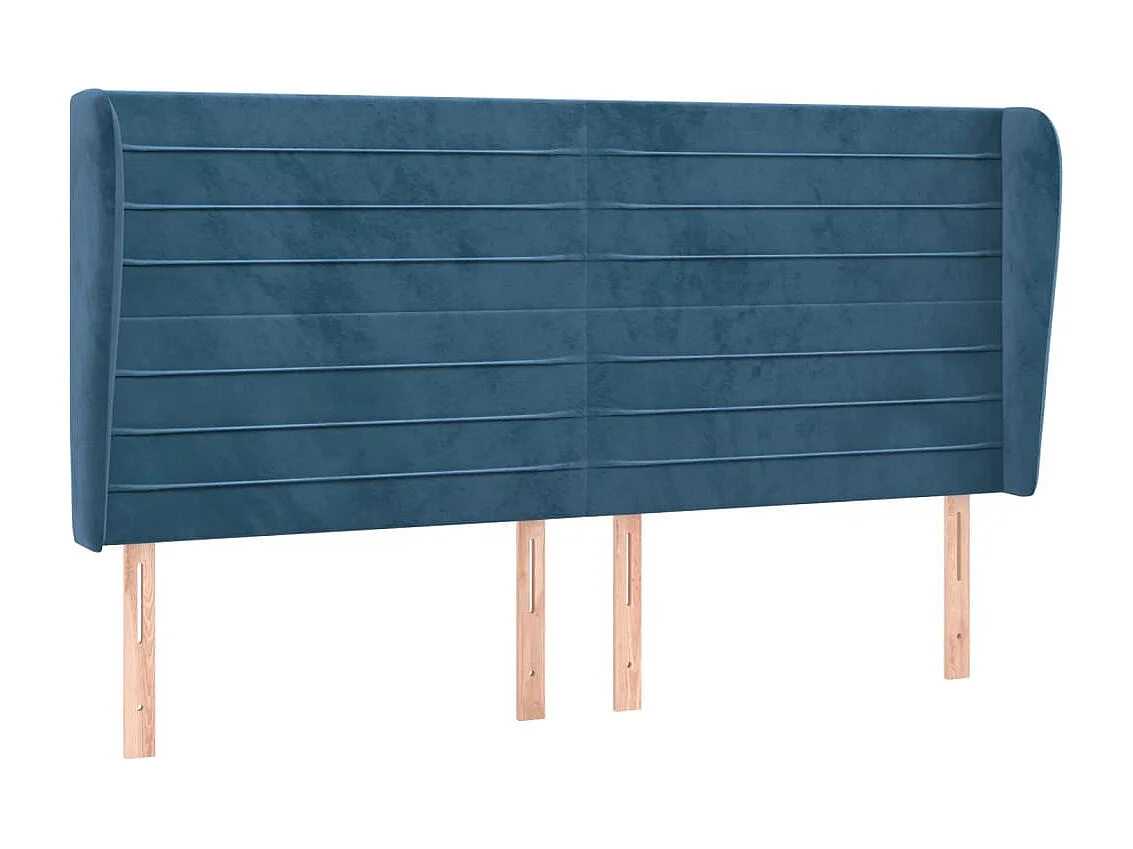 Tête de Lit | Panneau de tête pour lit Moderne avec oreilles Bleu foncé 163x23x118/128 cm Velours