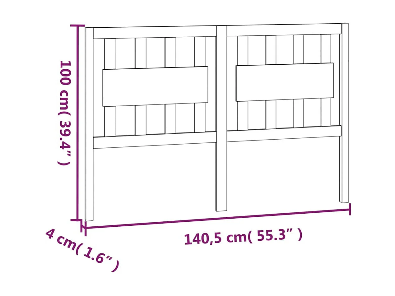 Cabecero de Cama | Cabezal de cama | Mueble de cabecero madera maciza de pino blanco 140,5x4x100 cm