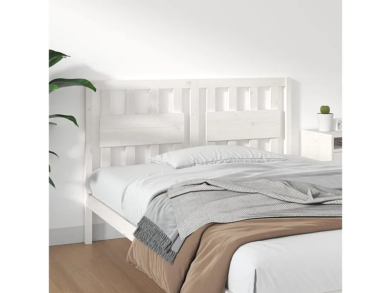 Tête de Lit | Panneau de tête pour lit Moderne blanc 140,5x4x100 cm bois massif de pin