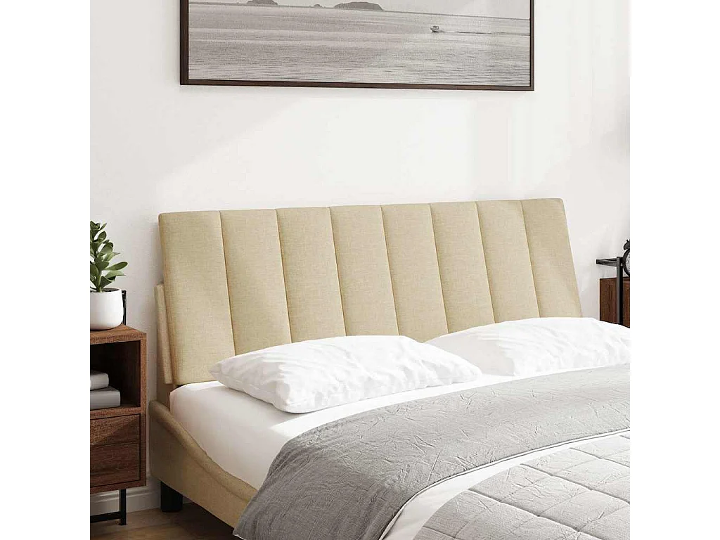 Cabecero de Cama | Cabezal de cama | Mueble de cabecero acolchado Hanko tela crema 120 cm
