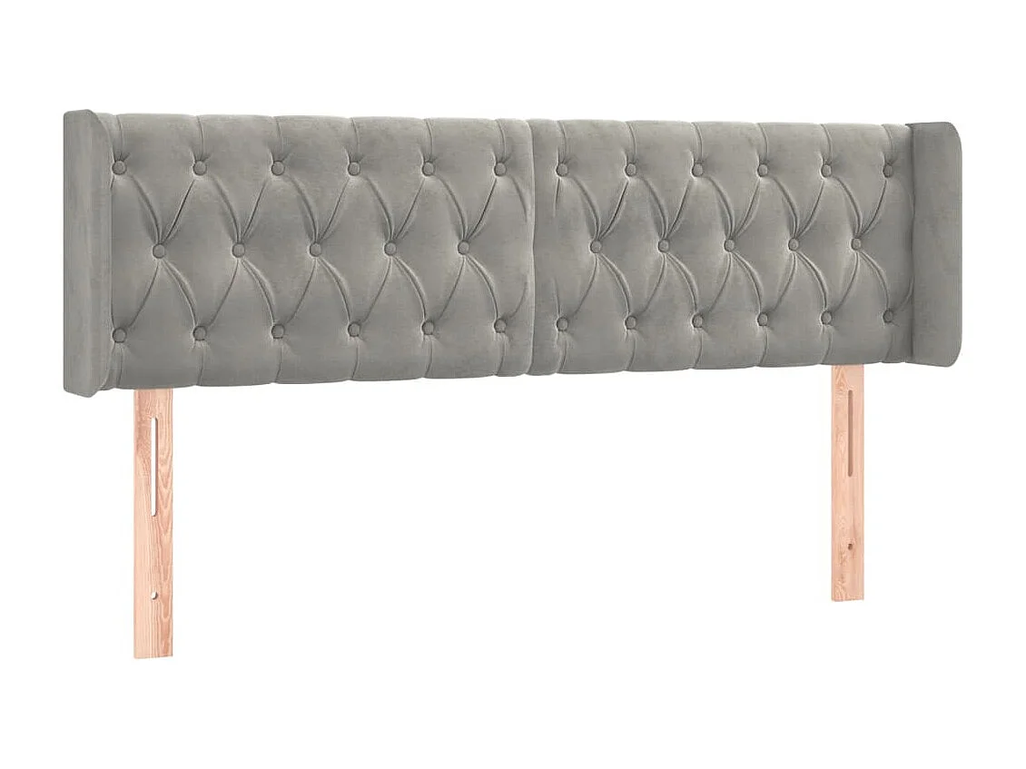 Hoofdbord | Hoofdeinde LED 147x16x78/88 cm fluweel lichtgrijs