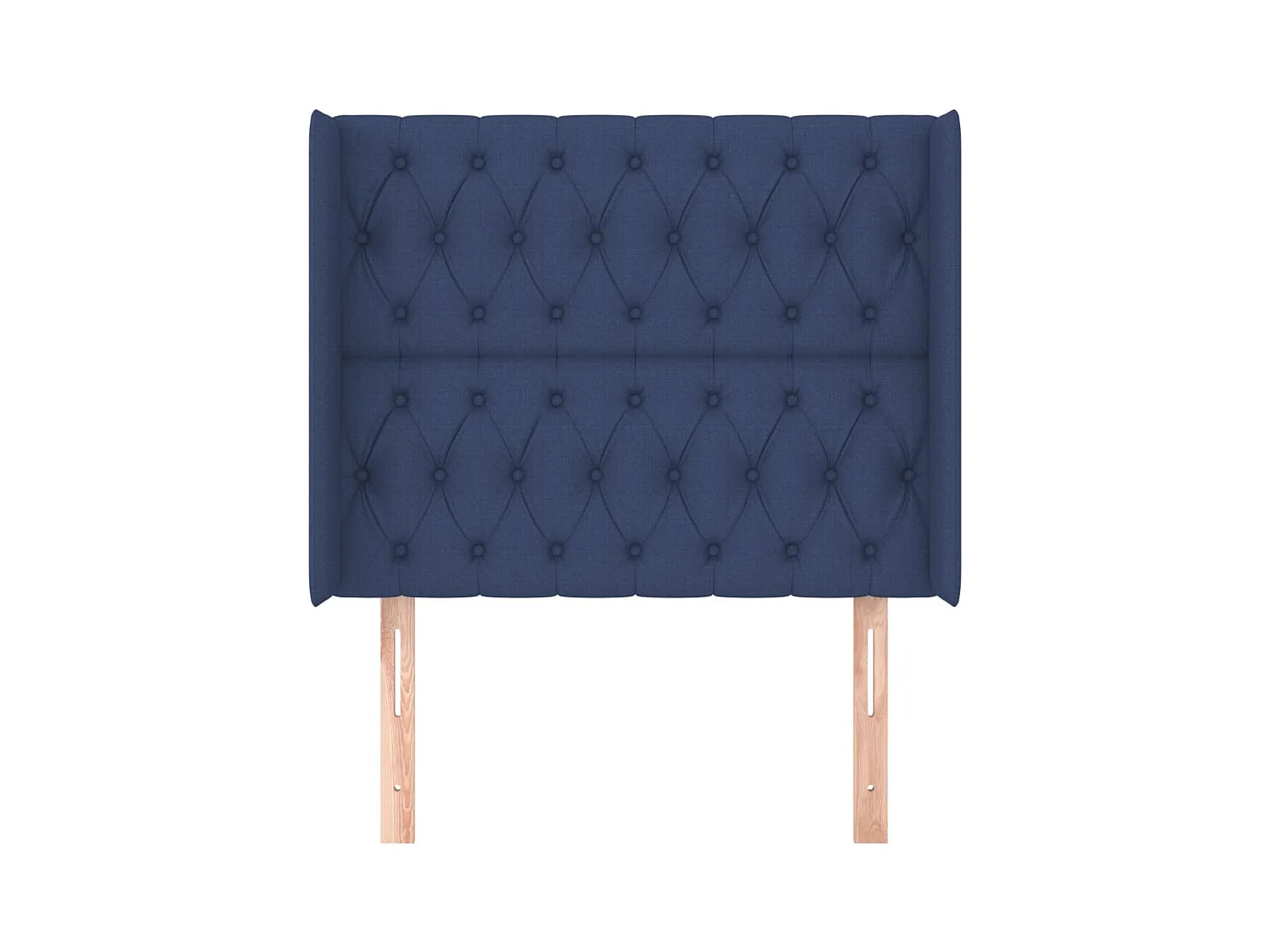 Cabecero | Cabezal de Cama | Mueble cabecero con orejas de tela azul 103x16x118/128 cm