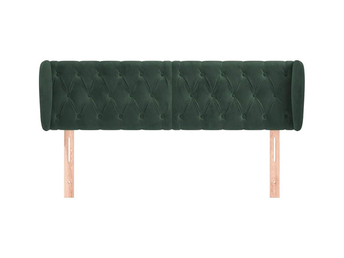 Mueble cabecero | Cabezal de cama | Cabecero de terciopelo verde oscuro 147x23x78/88 cm
