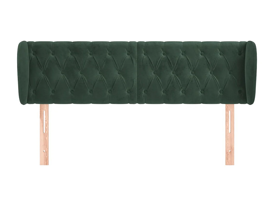 Tête de Lit | Panneau de tête pour lit Moderne avec oreilles Vert foncé 147x23x78/88 cm Velours