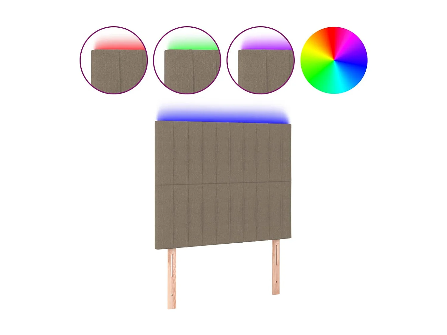 Hoofdbord | Hoofdeinde LED 80x5x118/128 cm stof taupe