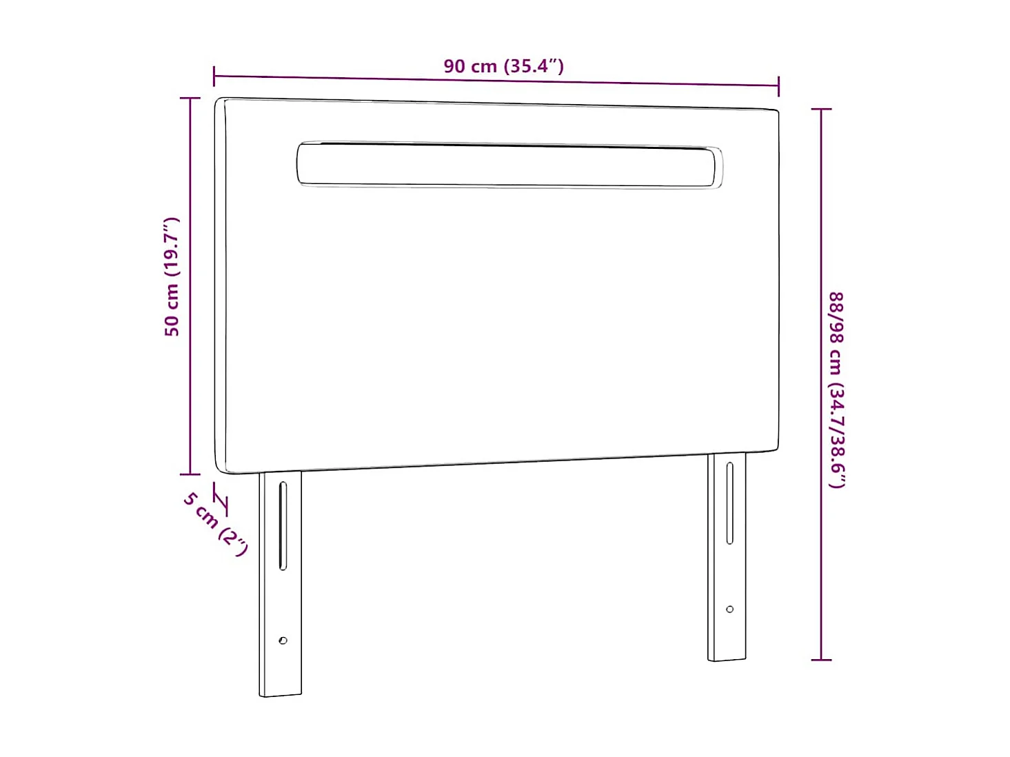 Tête de lit Montage mural | Panneau de tête pour lit Moderne  avec tête de lit Gris 90 cm PVC