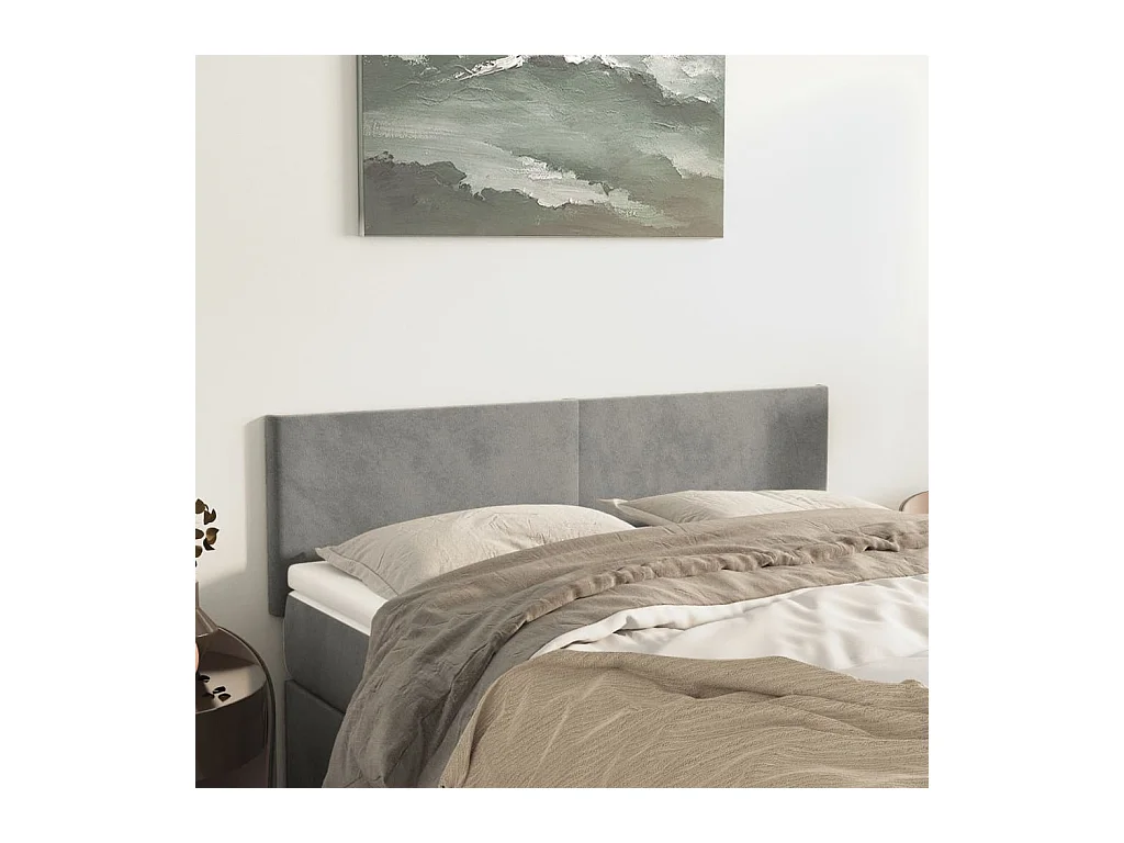 Cabeceros | Cabezal de cama | Mueble de cabecero 2 unidades terciopelo gris claro 72x5x78/88 cm