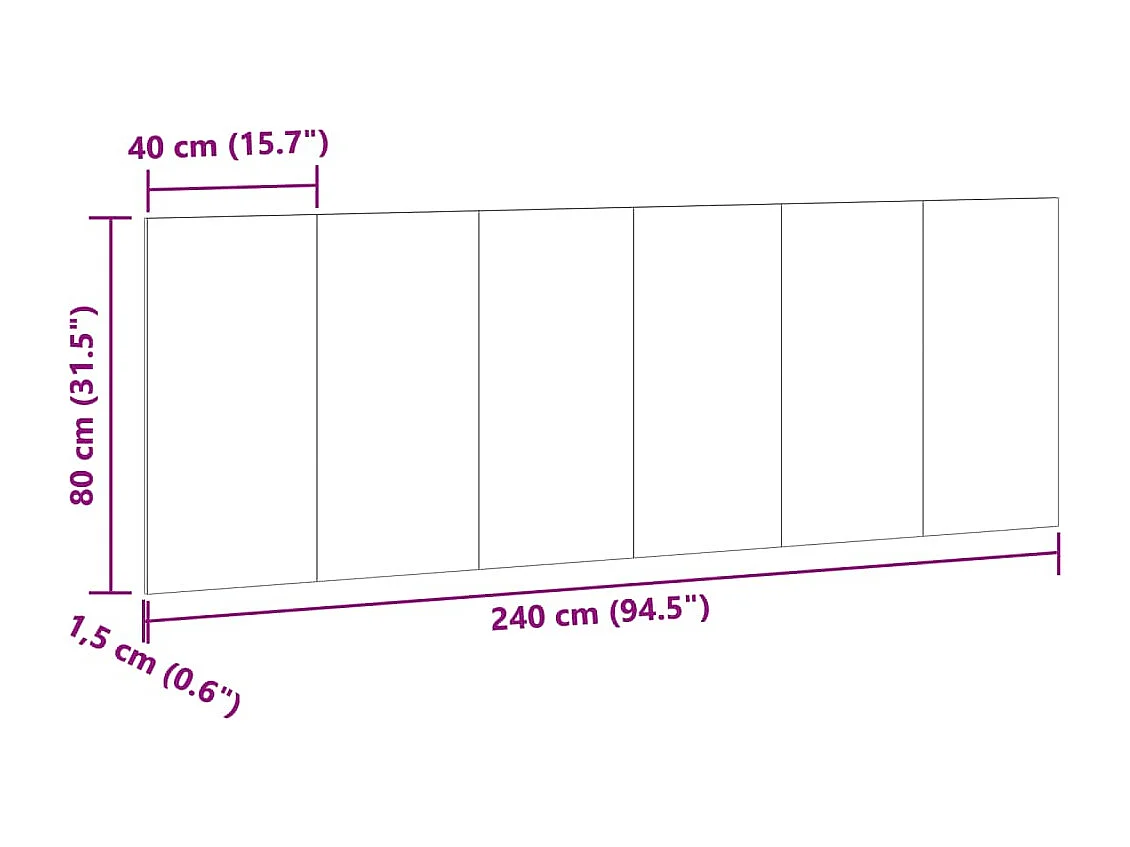 Mueble cabecero | Cabezal de cama | Cabecero de pared madera ingeniería envejecida 240x1,5x80 cm