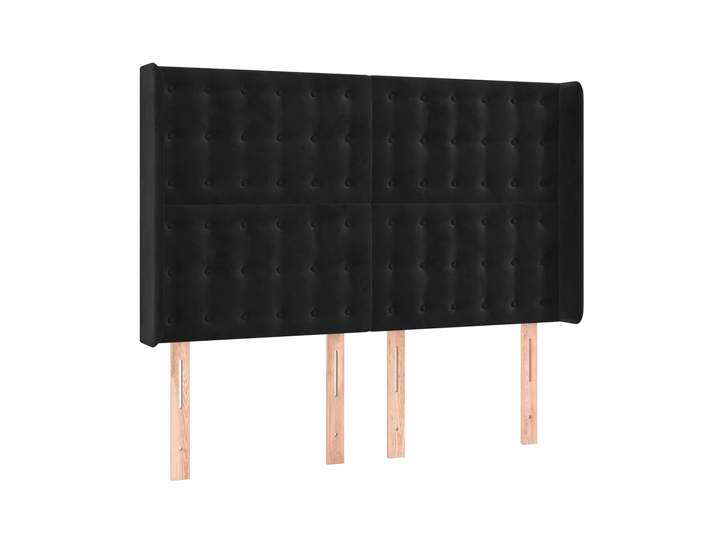 Cabecero | Cabezal de Cama | Mueble cabecero con LED de terciopelo negro 147x16x118/128 cm