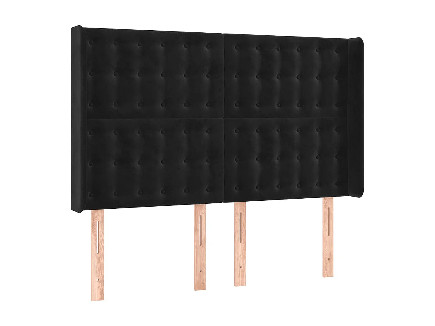 Tête de Lit | Panneau de tête pour lit Moderne à LED Noir 147x16x118/128 cm Velours