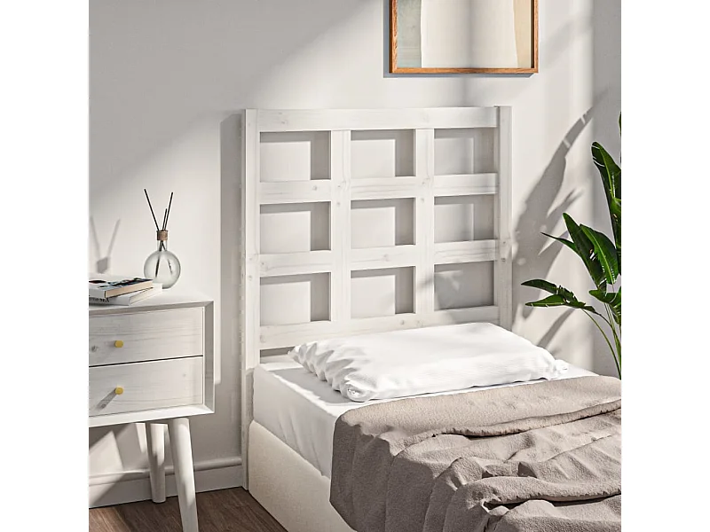 Tête de Lit | Panneau de tête pour lit Moderne Blanc 80,5x4x100 cm Bois massif de pin