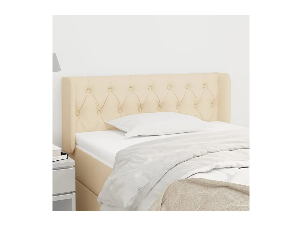 Mueble cabecero | Cabezal de cama | Cabecero de tela color crema 103x16x78/88 cm