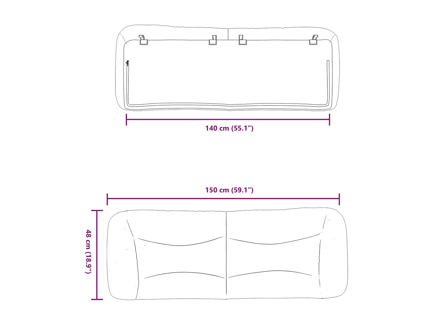 Cabecero de Cama | Cabezal de cama | Mueble de cabecero acolchado Hvar tela marrón oscuro 140 cm