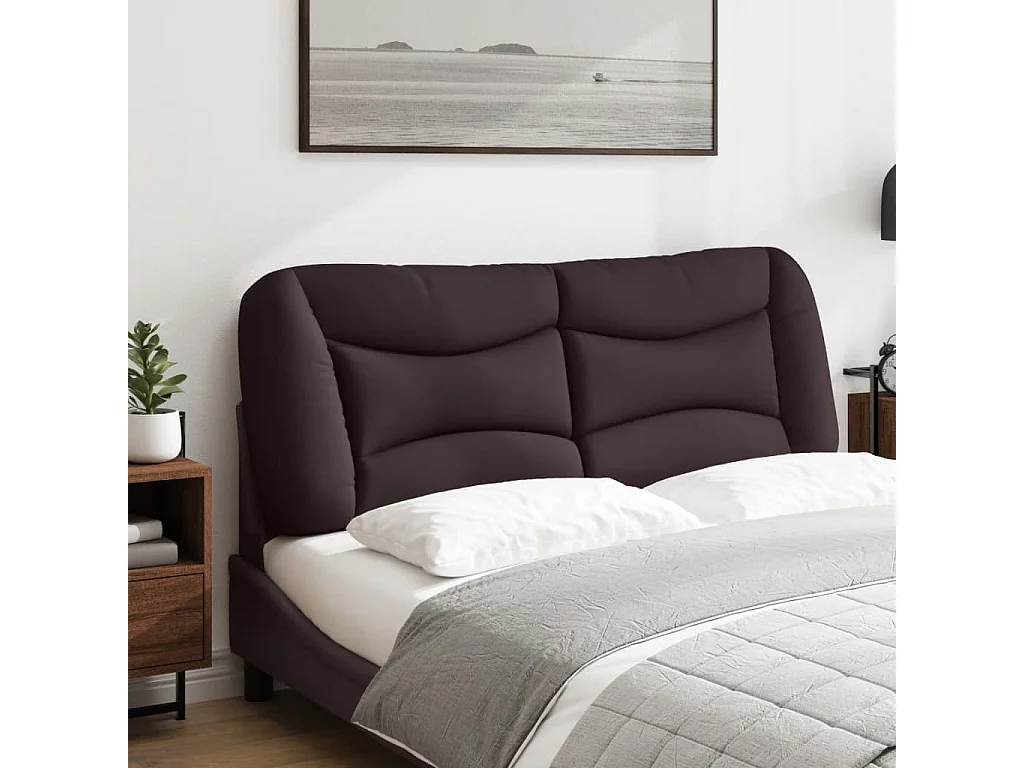 Cabecero de Cama | Cabezal de cama | Mueble de cabecero acolchado Hvar tela marrón oscuro 140 cm