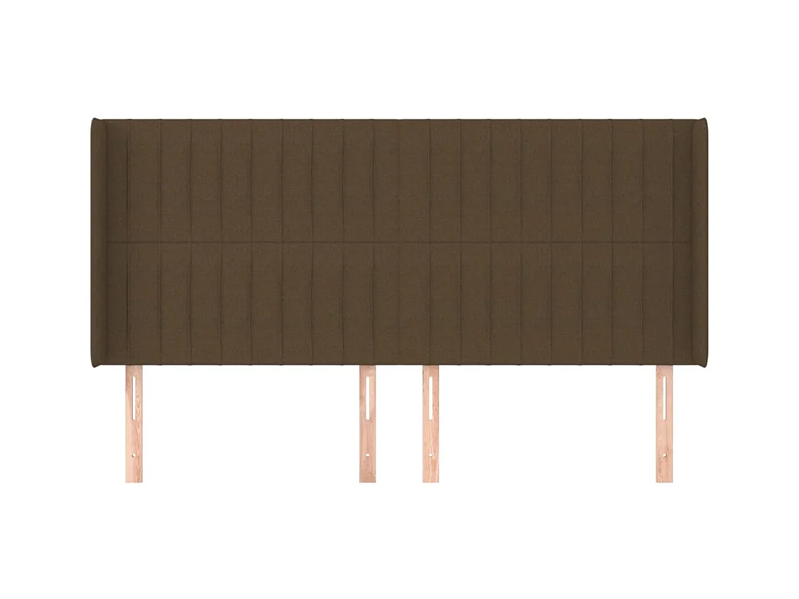 Cabecero | Cabezal de Cama | Mueble cabecero con orejas de tela marrón oscuro 203x16x118/128 cm