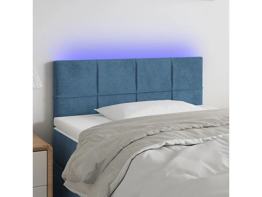 Hoofdbord | Hoofdeinde LED 80x5x78/88 cm fluweel donkerblauw