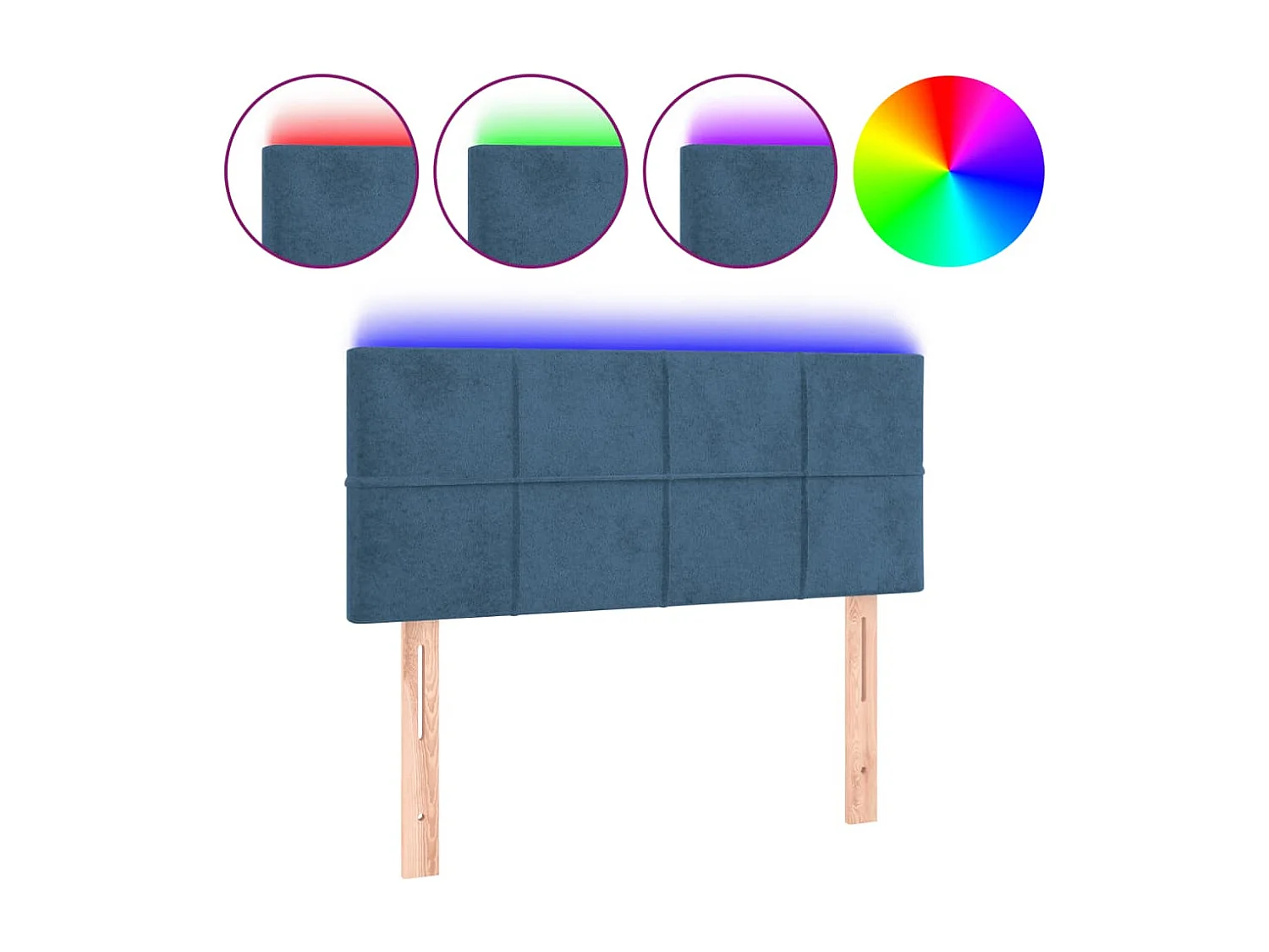 Hoofdbord | Hoofdeinde LED 80x5x78/88 cm fluweel donkerblauw