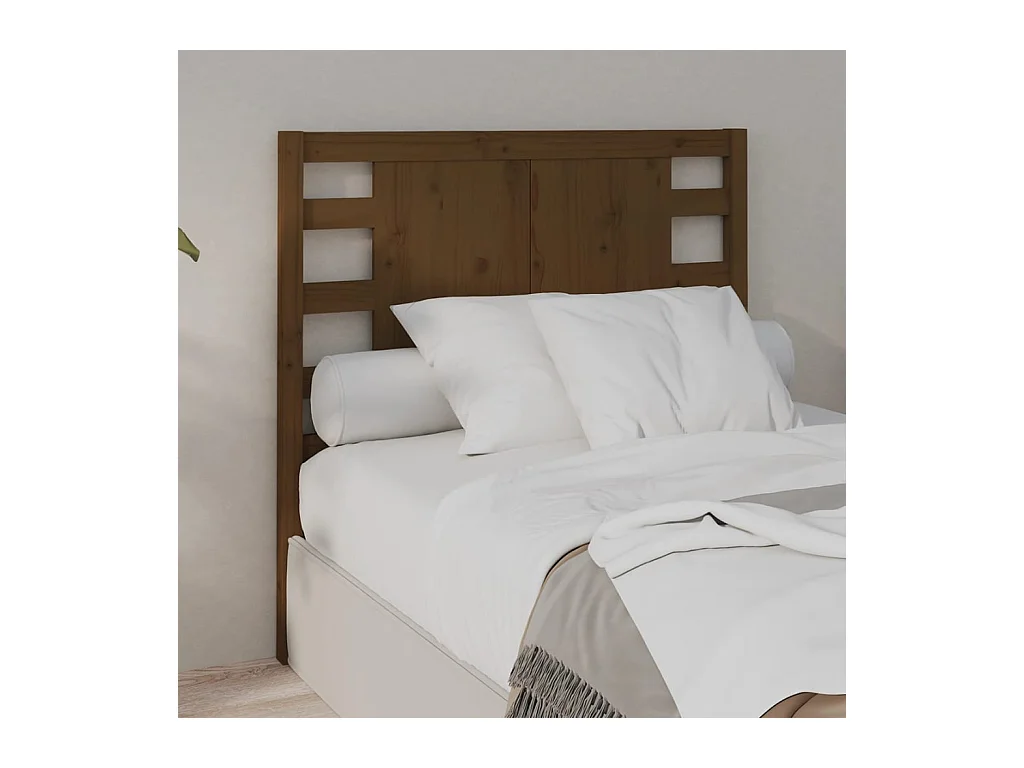 Mueble cabecero | Cabecero | Cabezal de cama madera maciza de pino marrón miel 81x4x100 cm