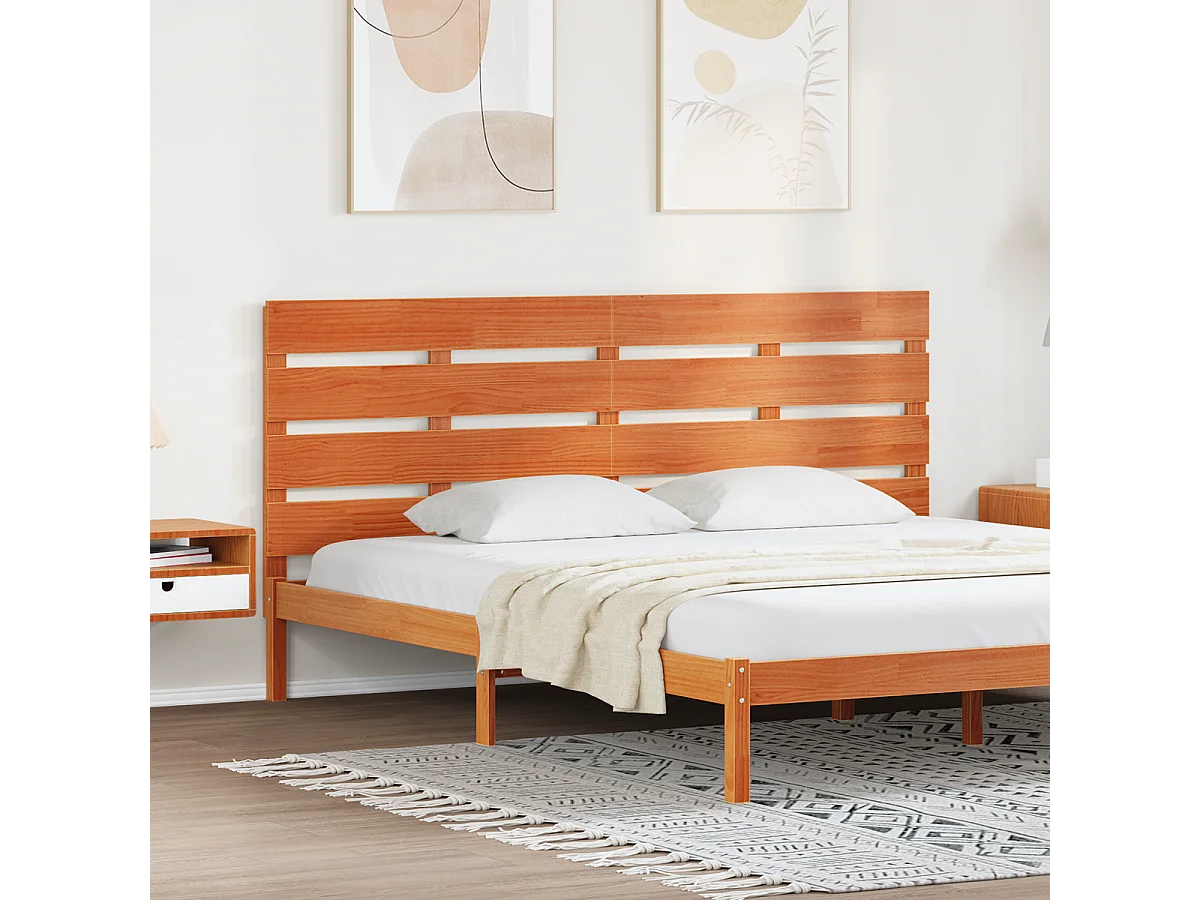 Tête de Lit | Panneau de tête pour lit Moderne Marron cire 200.5 x 3 x 80 cm Bois massif en pin