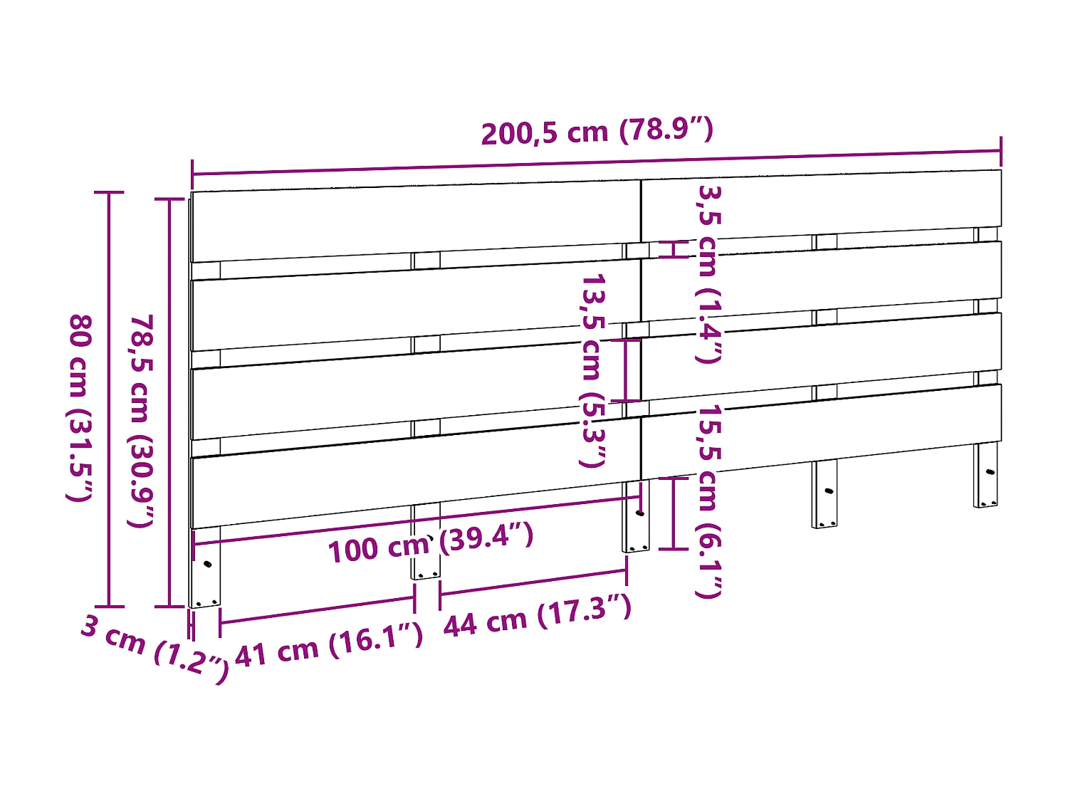 Tête de Lit | Panneau de tête pour lit Moderne Marron cire 200.5 x 3 x 80 cm Bois massif en pin